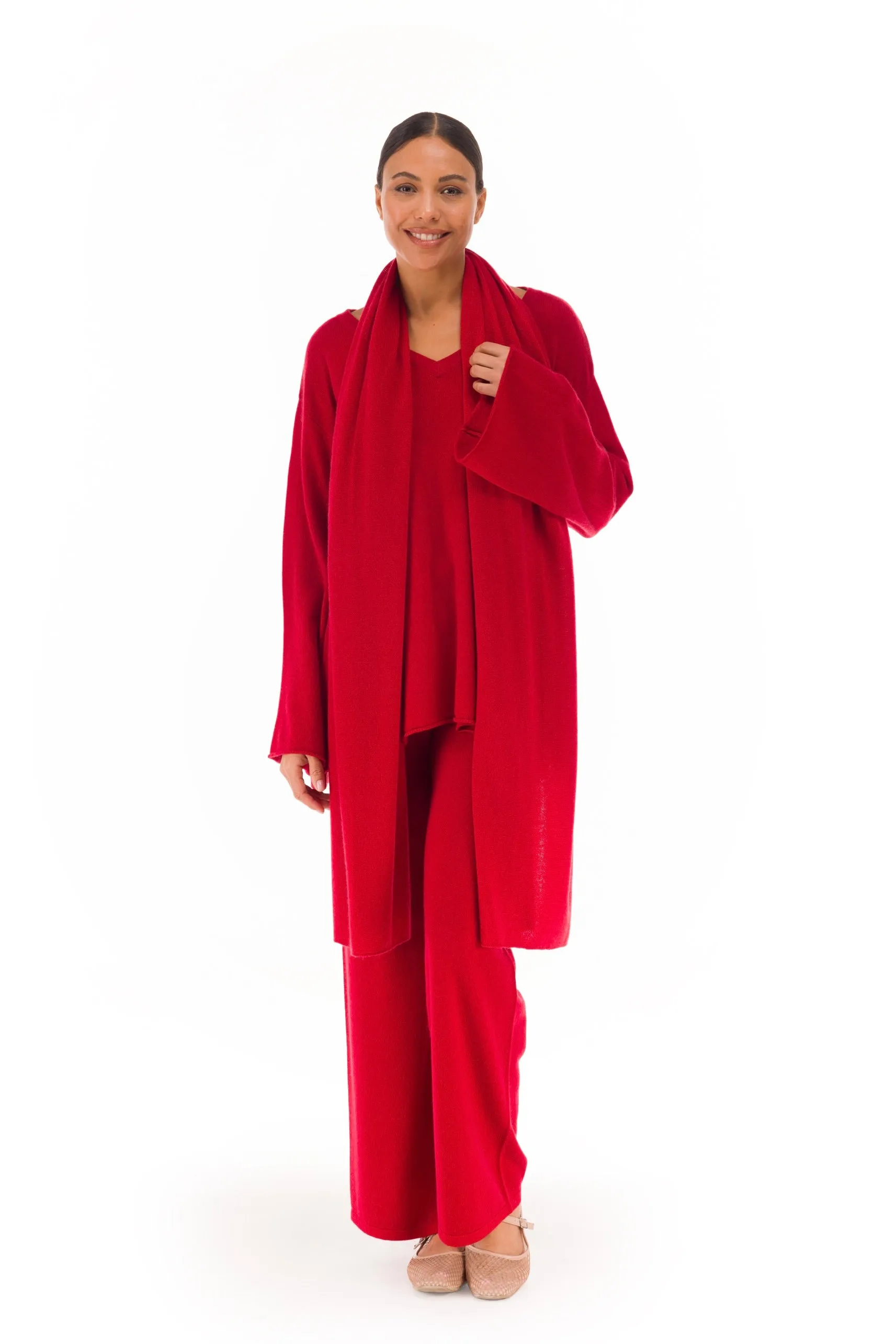 100% CASHMERE KNITTED SCARF CLARET