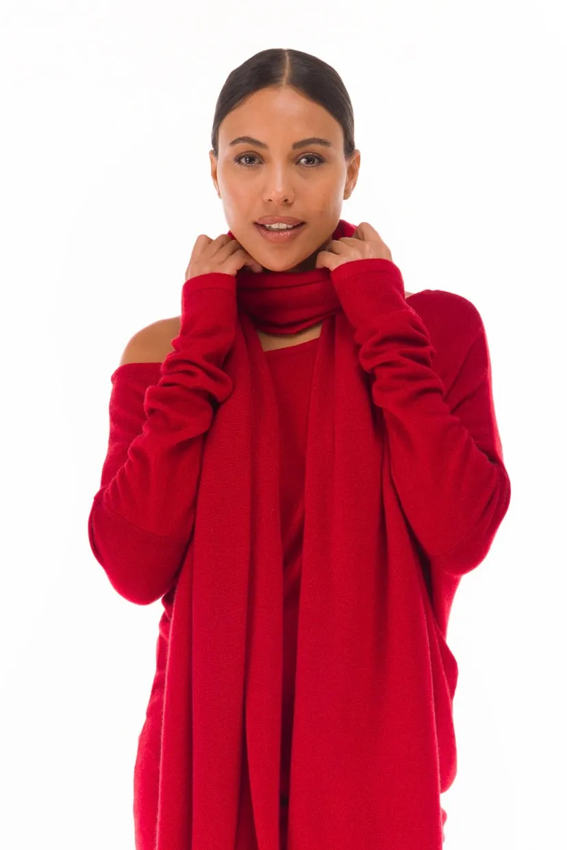 100% CASHMERE KNITTED SCARF CLARET