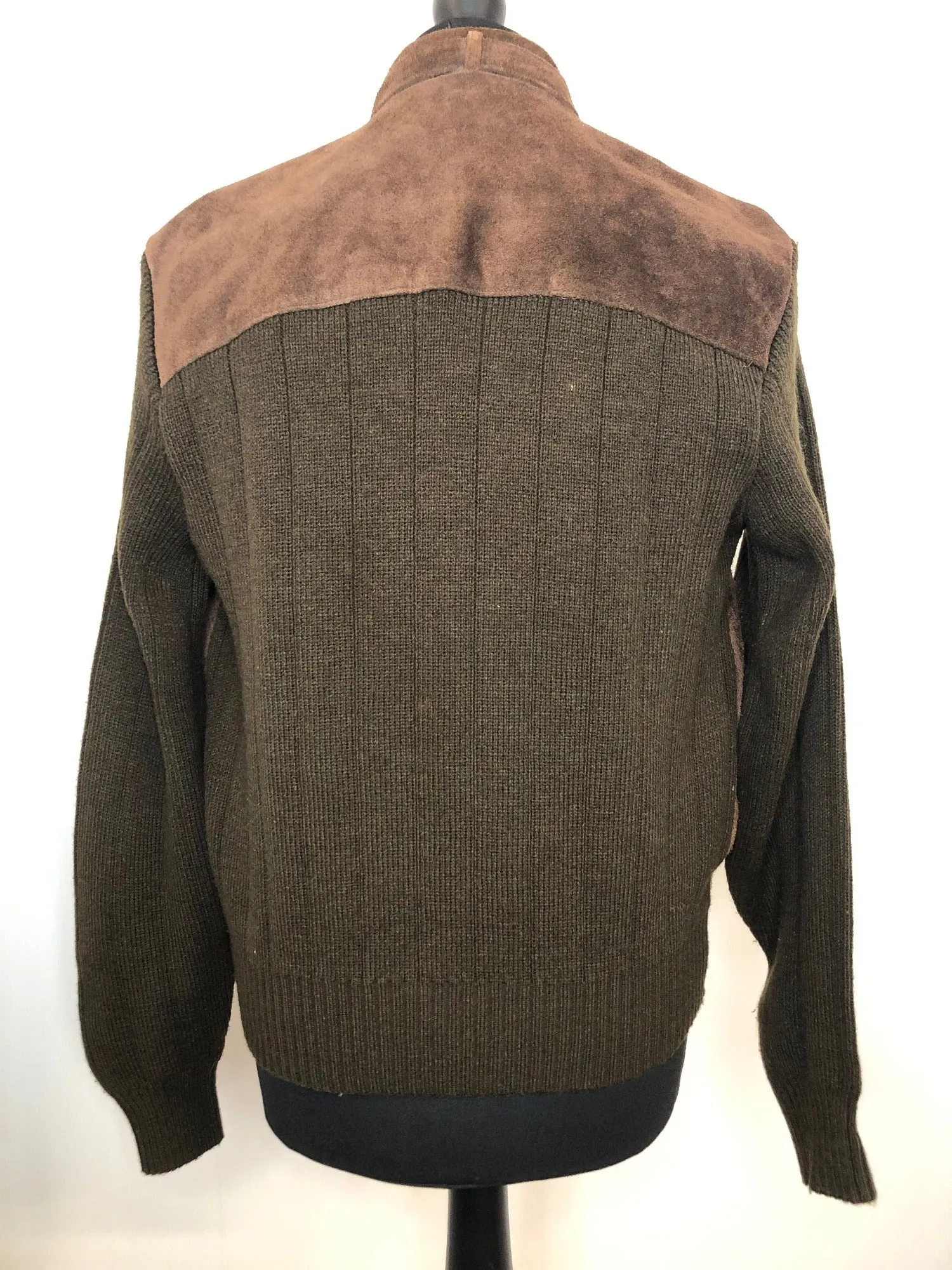 1970s Suede and Knitted Bomber Jacket - Size L