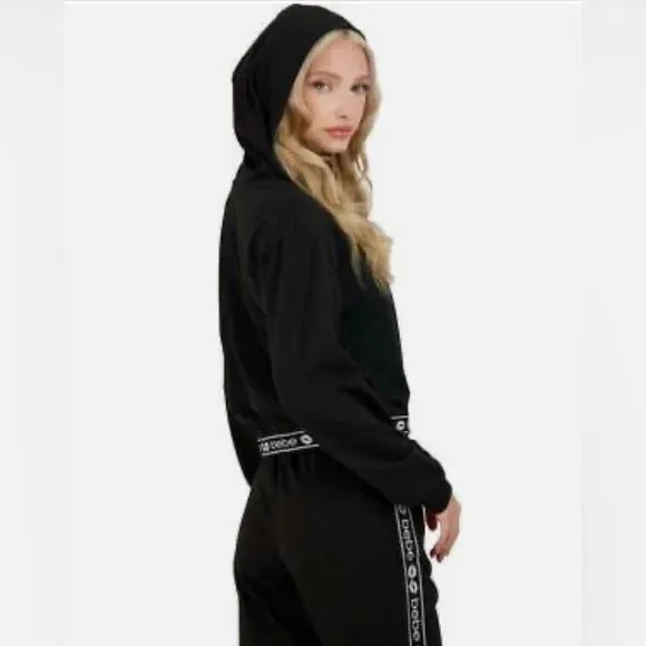Bebe Logo Graphic Logo Print Cropped Hoodie