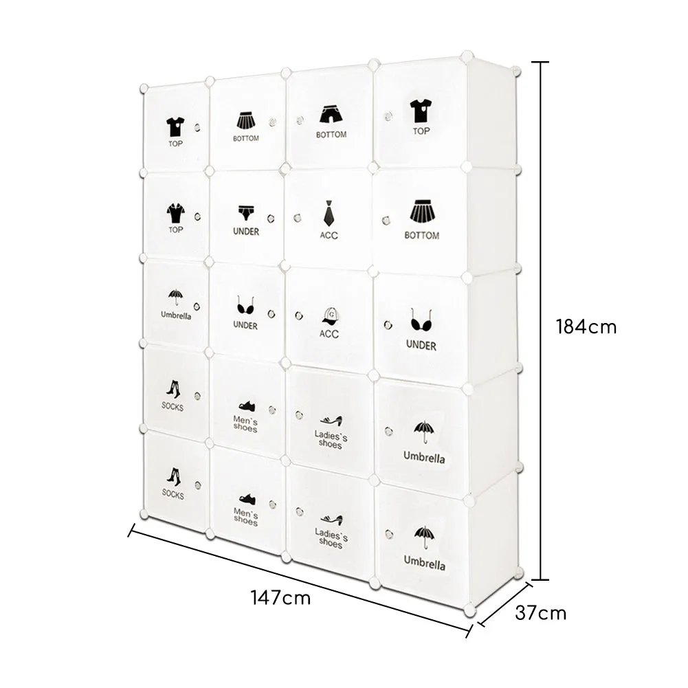 Bedroom PP Storage Wardrobe, 20 Cubes, Creative Stickers Offered