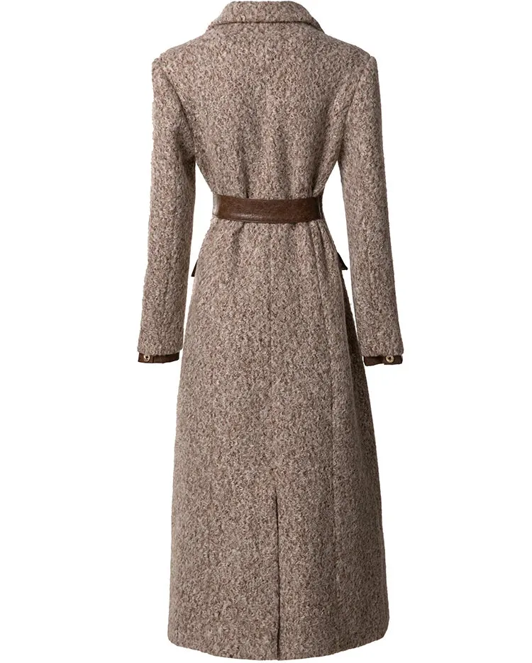 Brown Vintage Style Single Breasted Long Sleeve Overcoat (Slim)