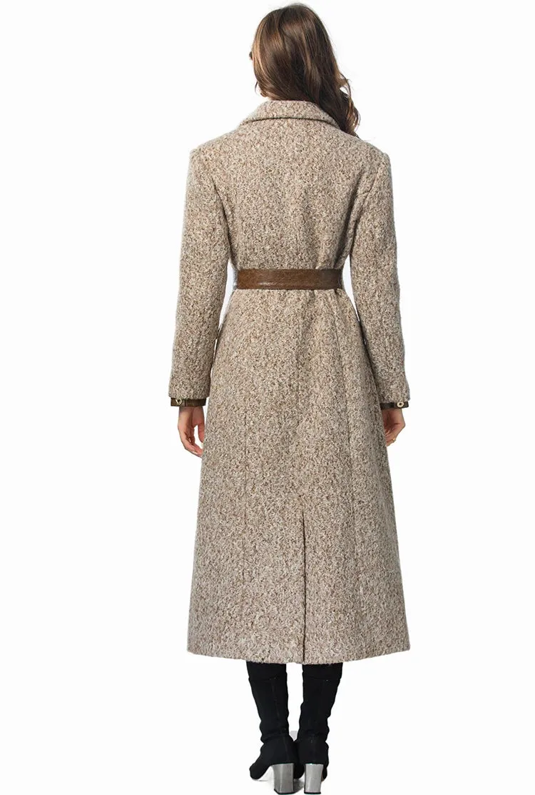 Brown Vintage Style Single Breasted Long Sleeve Overcoat (Slim)