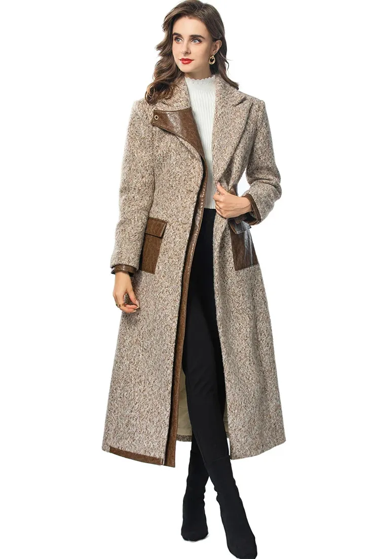 Brown Vintage Style Single Breasted Long Sleeve Overcoat (Slim)