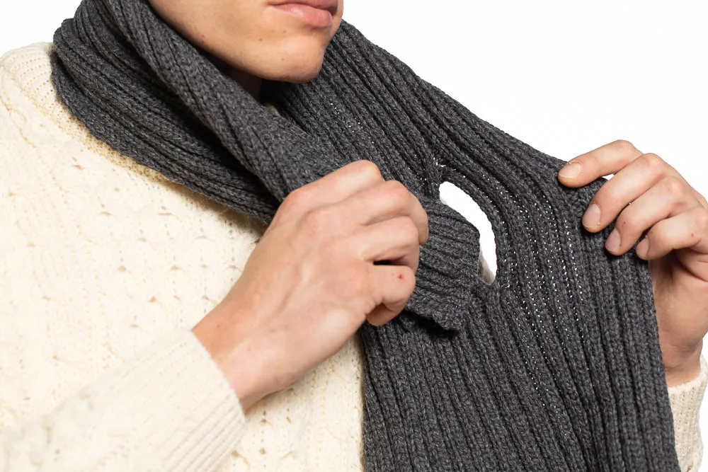 Cable Knit Scarf in Charcoal Made in Ireland
