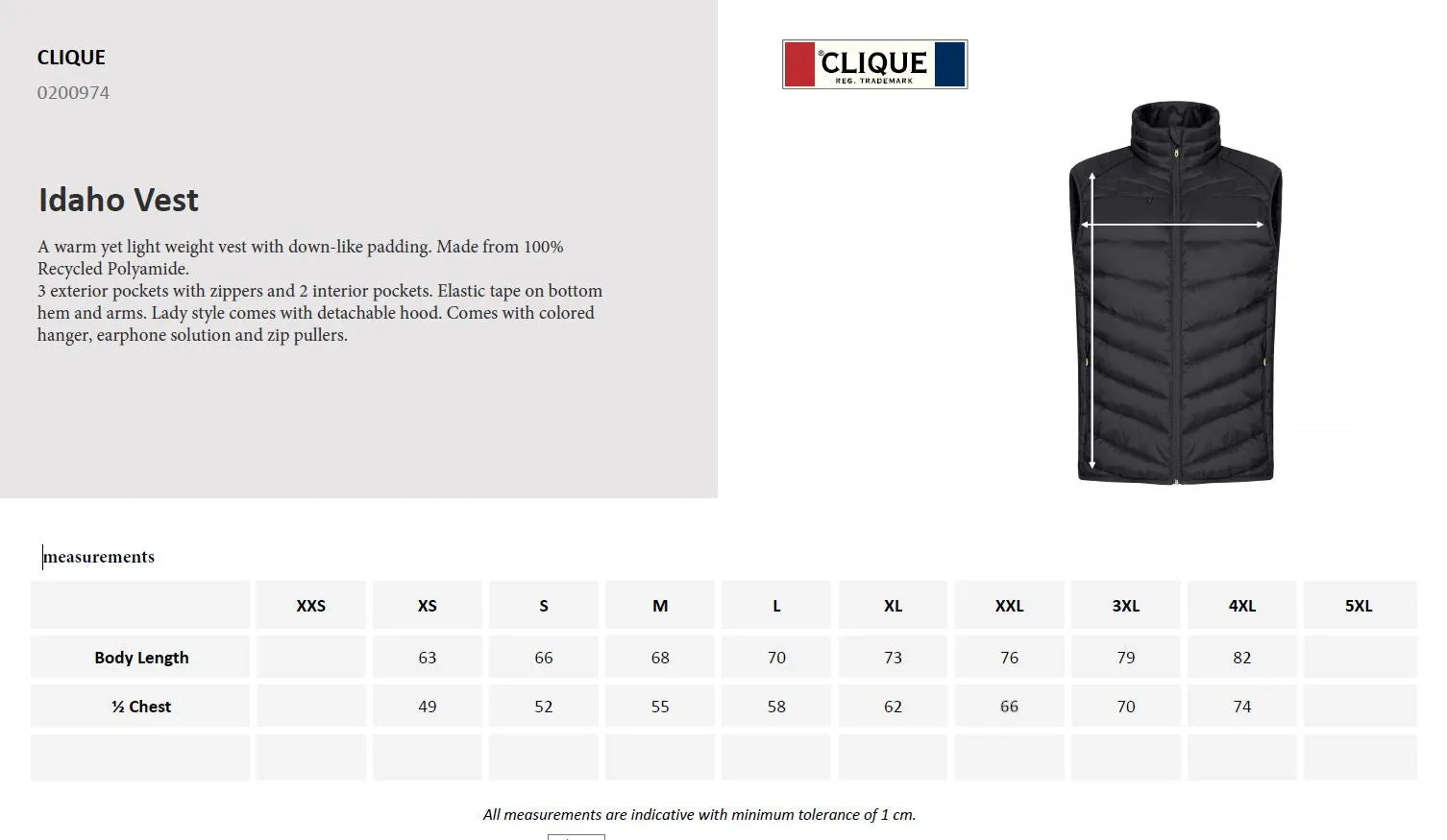 Clique Idaho Men's Gilet | Padded Body Warmer | Recycled Material | 3 Colours | XS-4XL