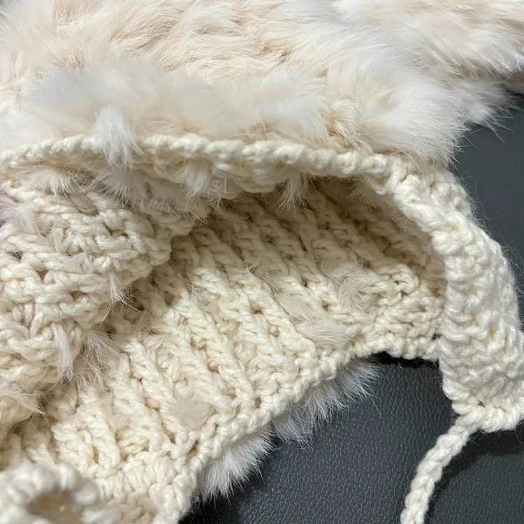Cute Rabbit Fur Knitted Plush Ear Protectors