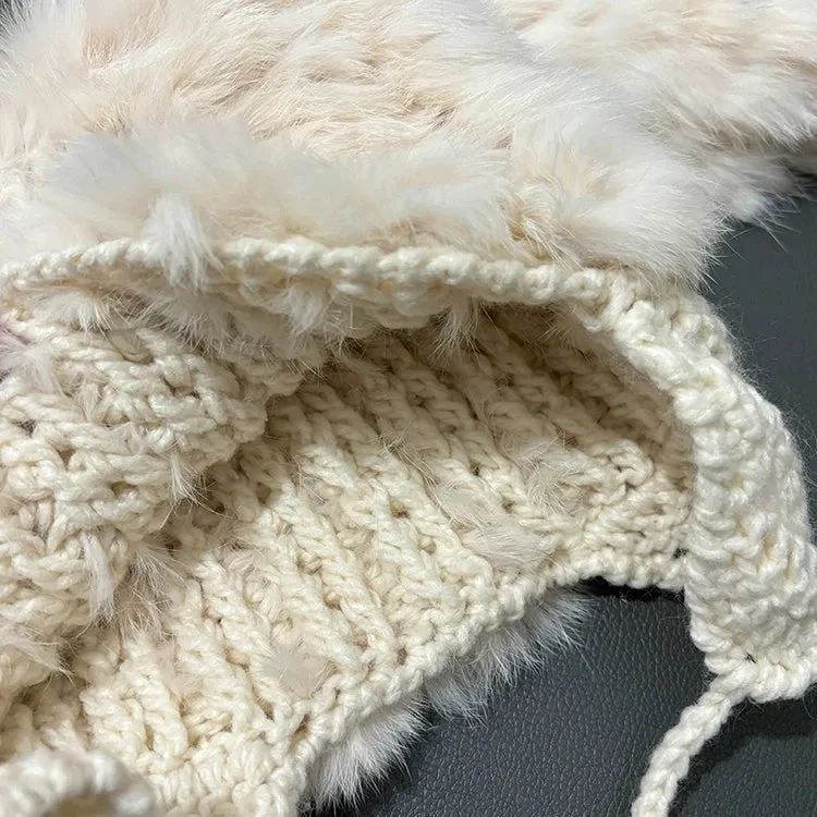 Cute Rabbit Fur Knitted Plush Ear Protectors