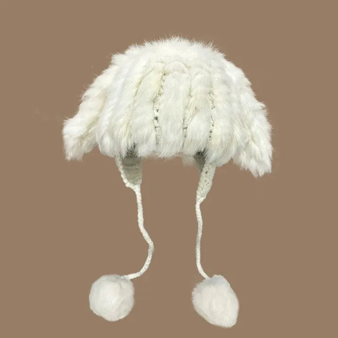 Cute Rabbit Fur Knitted Plush Ear Protectors