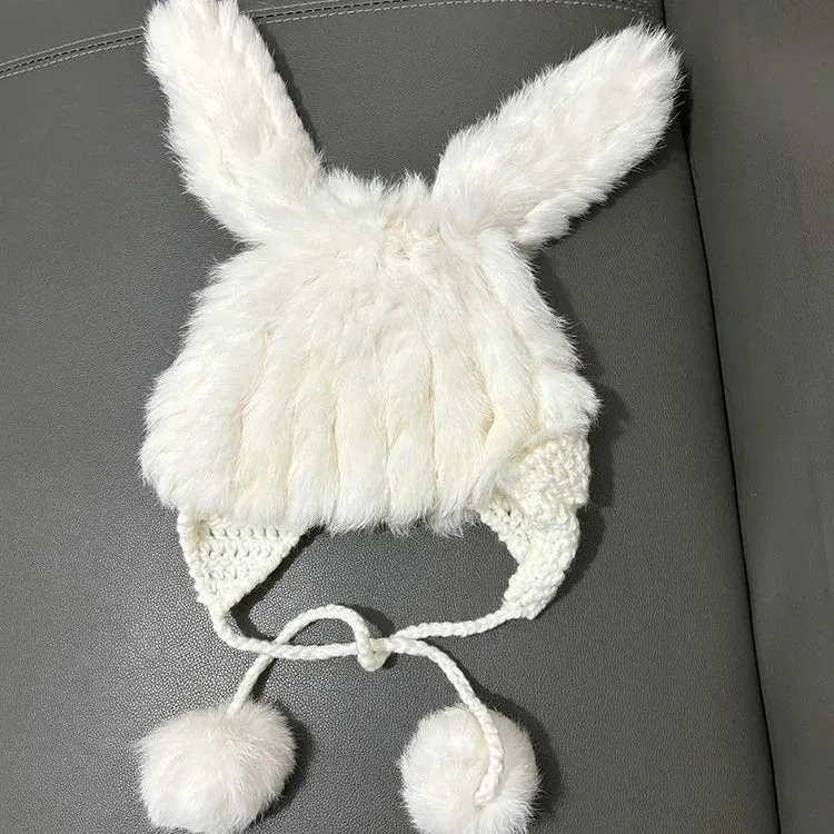 Cute Rabbit Fur Knitted Plush Ear Protectors