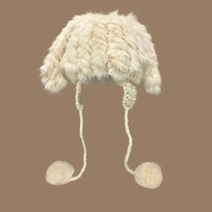 Cute Rabbit Fur Knitted Plush Ear Protectors