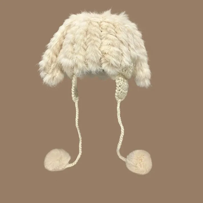 Cute Rabbit Fur Knitted Plush Ear Protectors