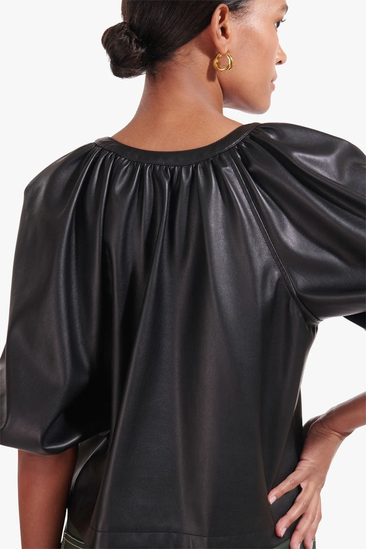 DILL TOP | BLACK VEGAN LEATHER