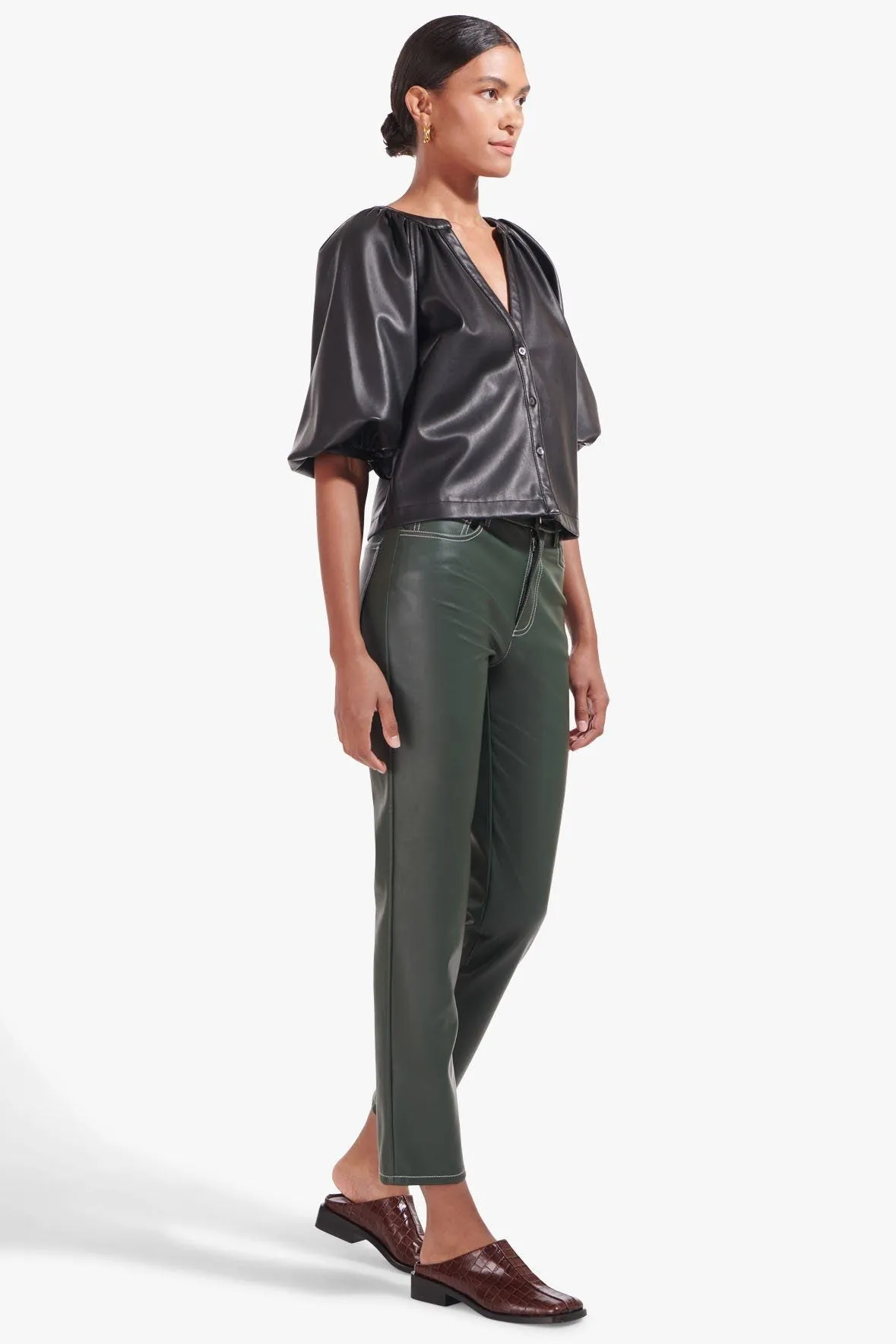 DILL TOP | BLACK VEGAN LEATHER