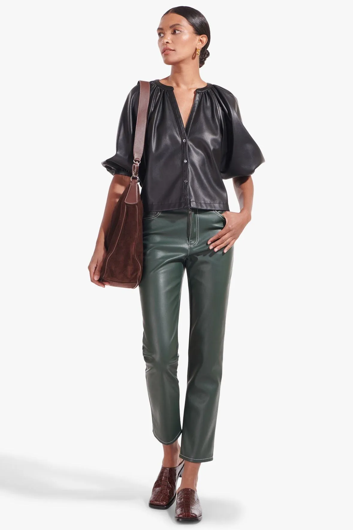 DILL TOP | BLACK VEGAN LEATHER