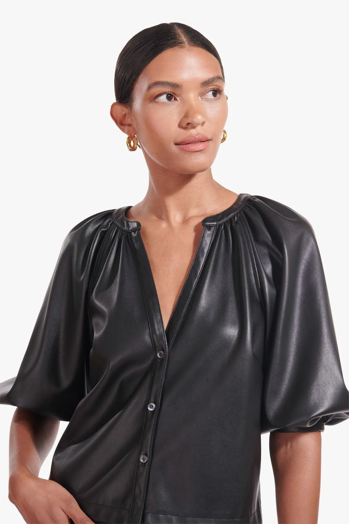 DILL TOP | BLACK VEGAN LEATHER