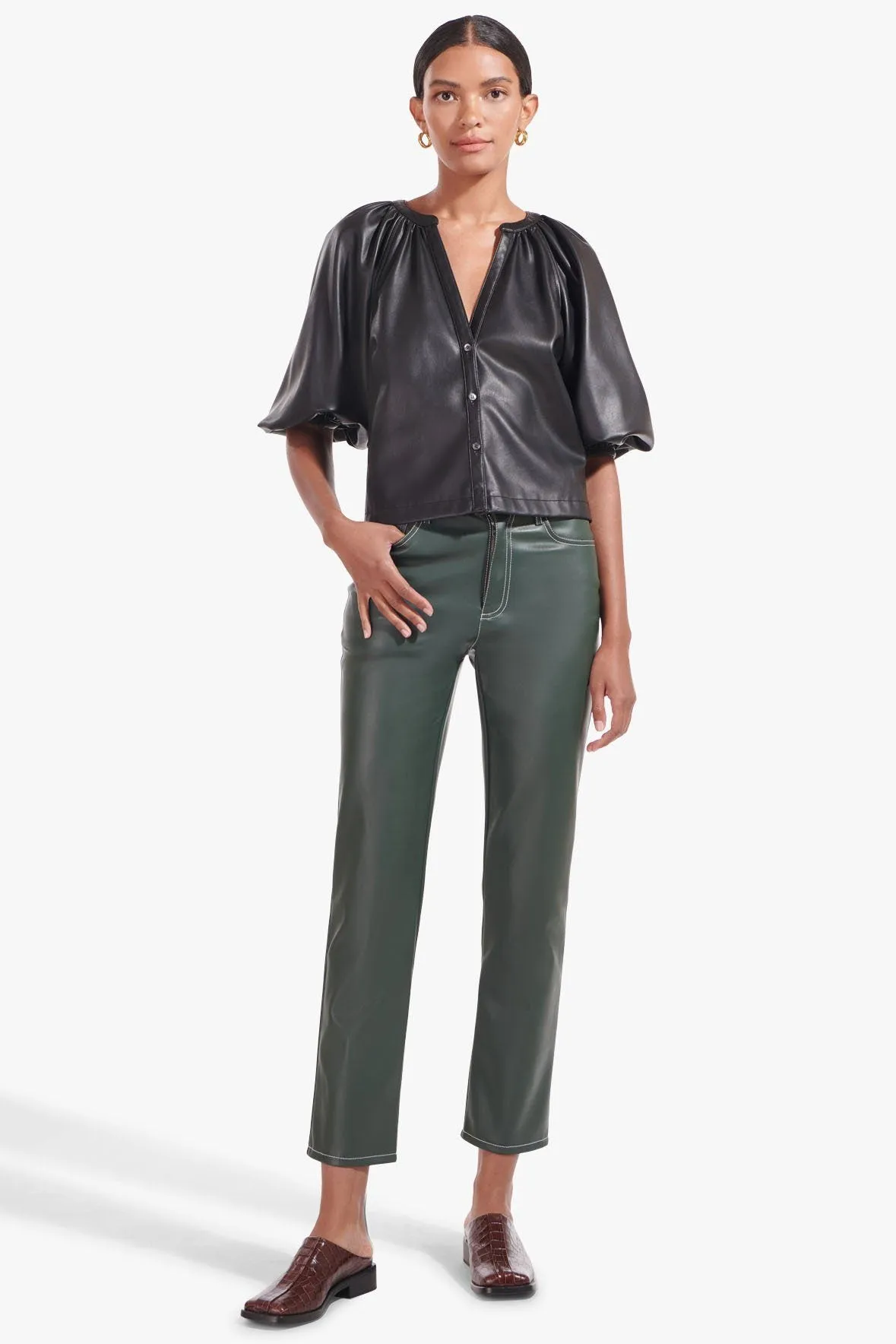 DILL TOP | BLACK VEGAN LEATHER