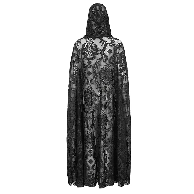 ECA012 Embroidered Lace Net Hooded Shawl