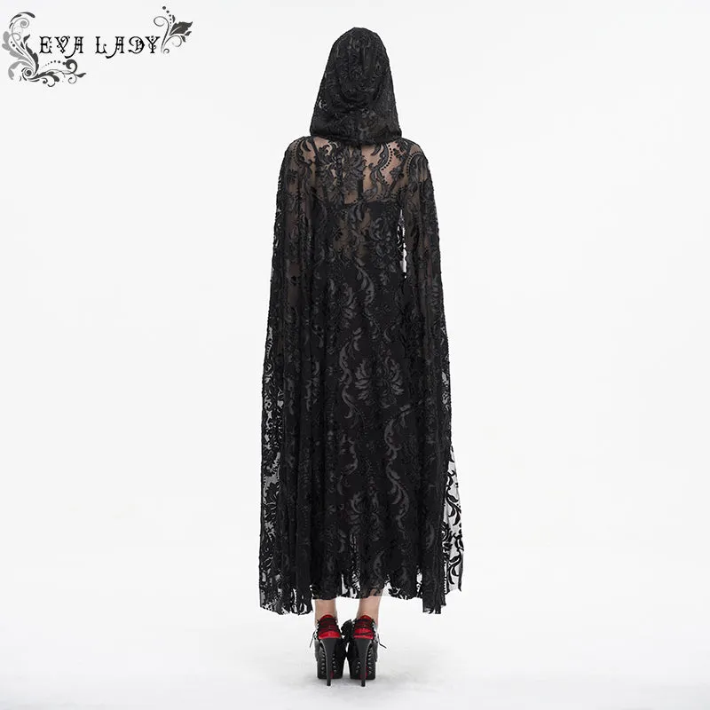 ECA012 Embroidered Lace Net Hooded Shawl