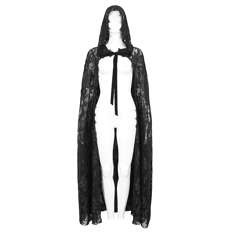 ECA012 Embroidered Lace Net Hooded Shawl