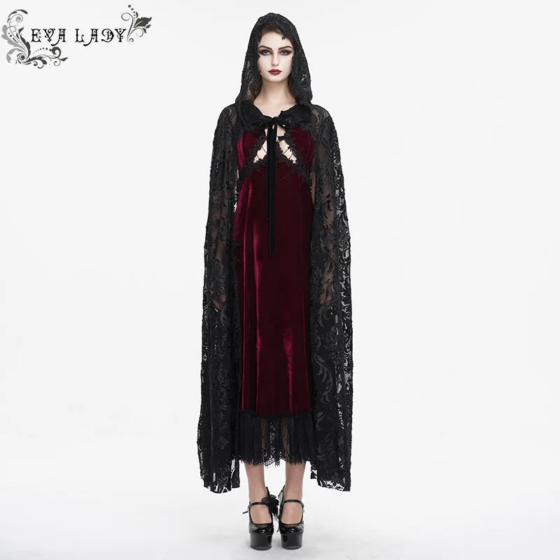 ECA012 Embroidered Lace Net Hooded Shawl