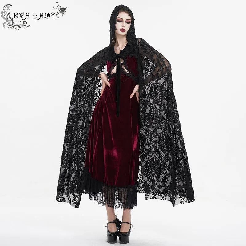 ECA012 Embroidered Lace Net Hooded Shawl