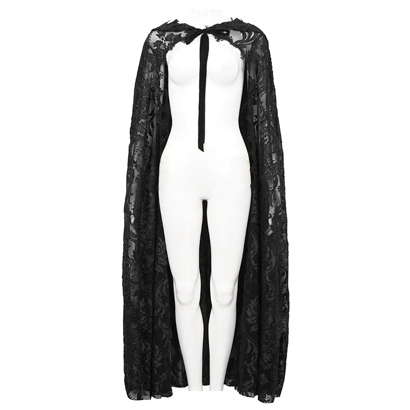 ECA012 Embroidered Lace Net Hooded Shawl