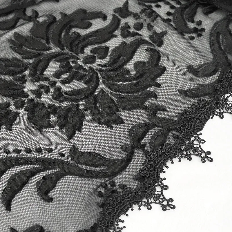 ECA012 Embroidered Lace Net Hooded Shawl