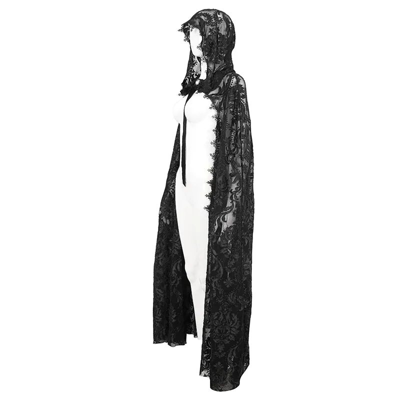 ECA012 Embroidered Lace Net Hooded Shawl