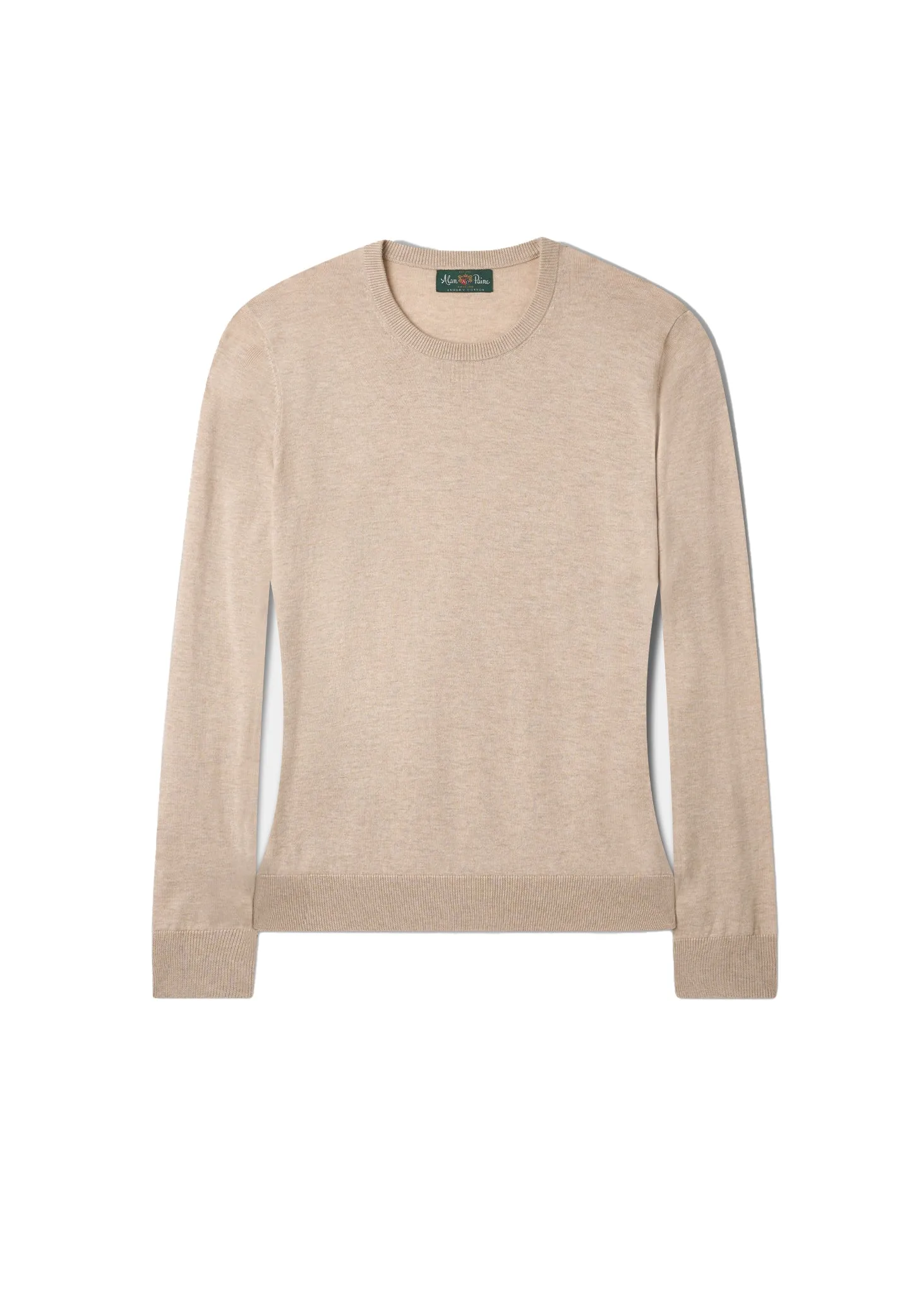 Freya Cotton Cashmere Crew Neck Jumper In Sand