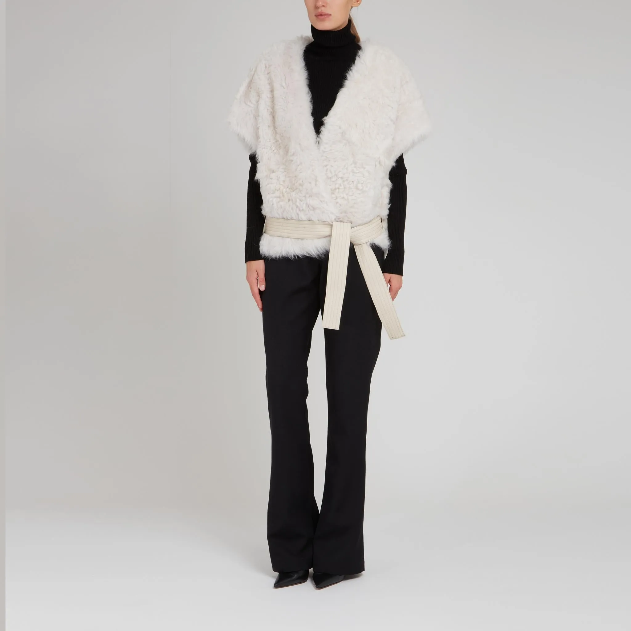 Gilet in shearling grigio