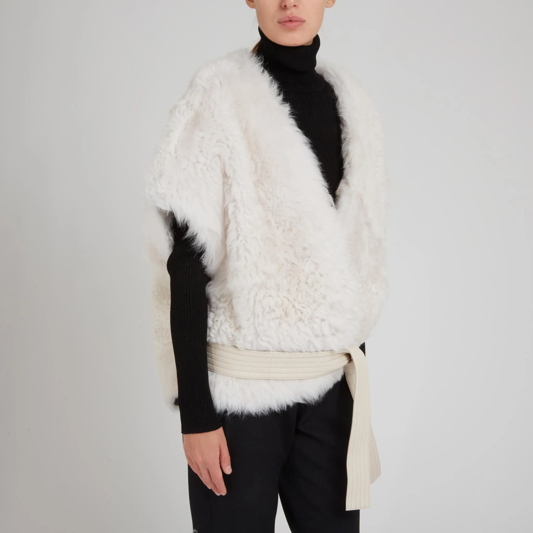 Gilet in shearling grigio