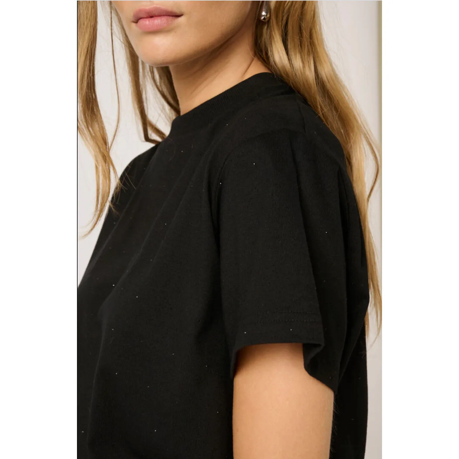 HanneMW Rhinestone T-Shirt Black