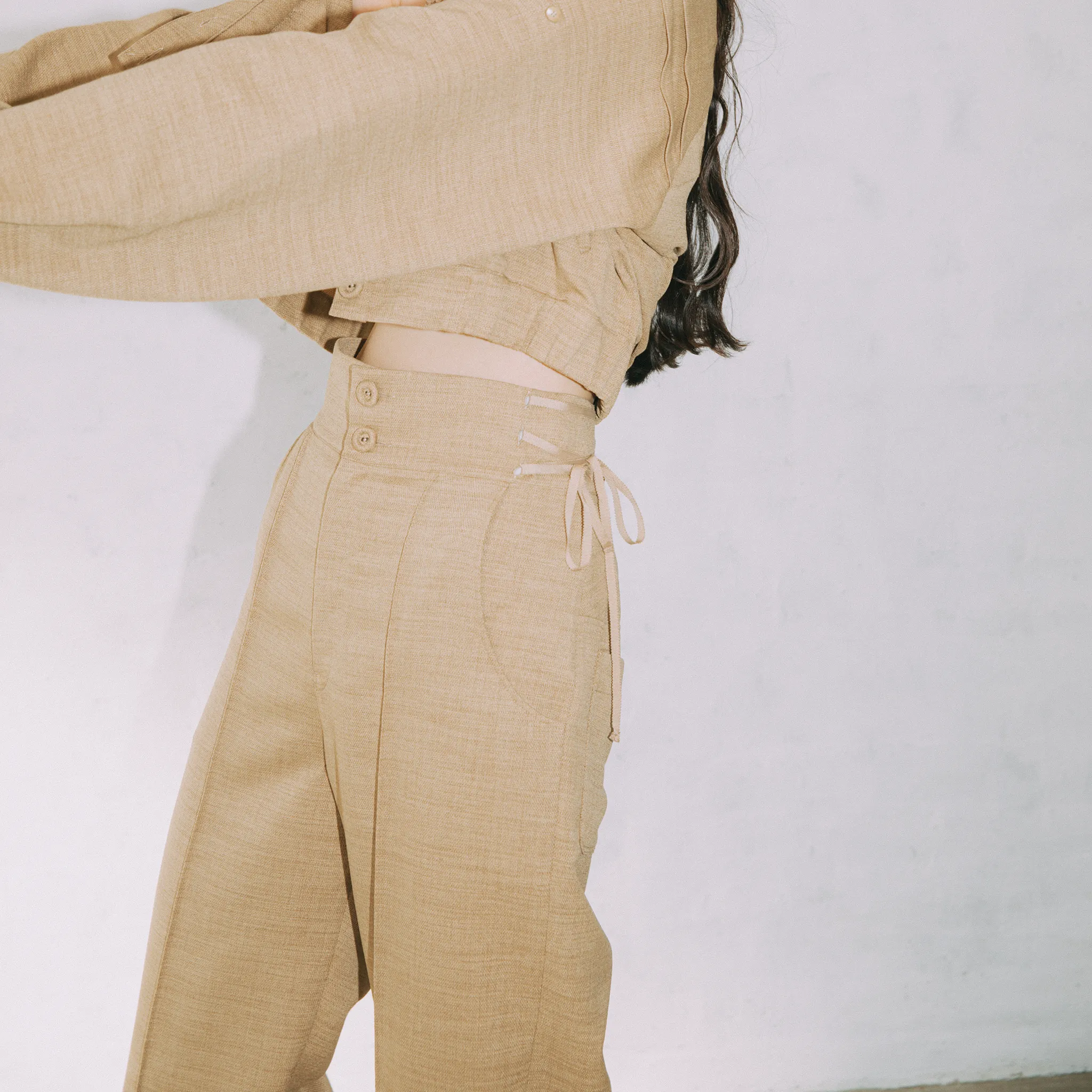 High waist ribbon pants