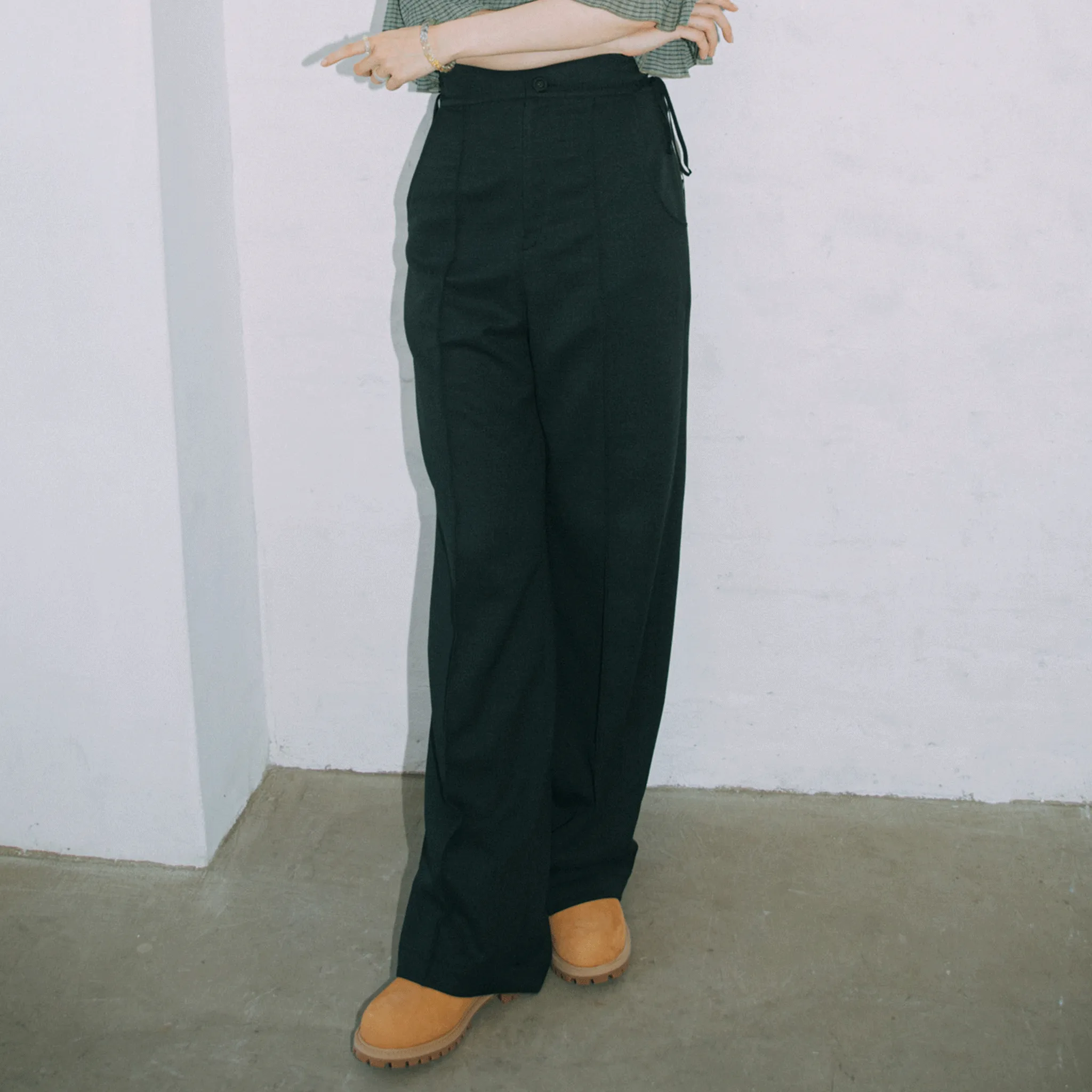 High waist ribbon pants