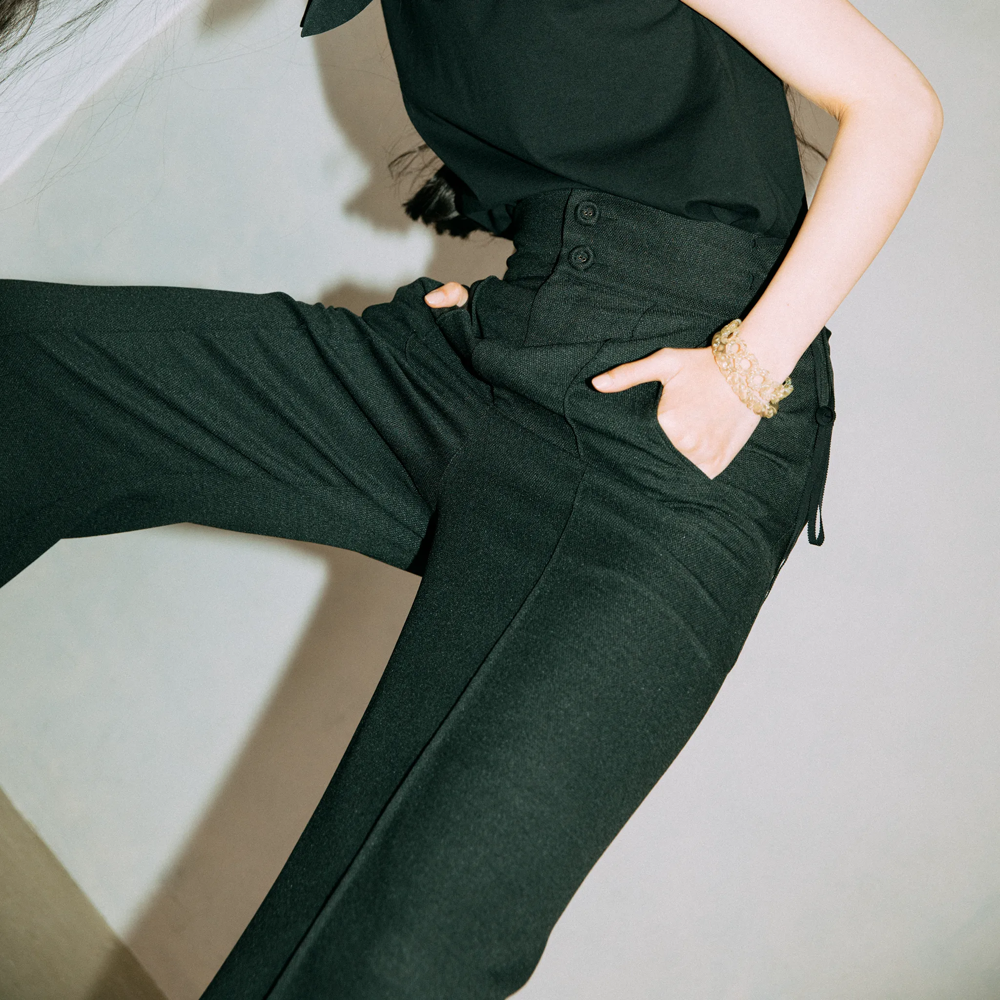 High waist ribbon pants