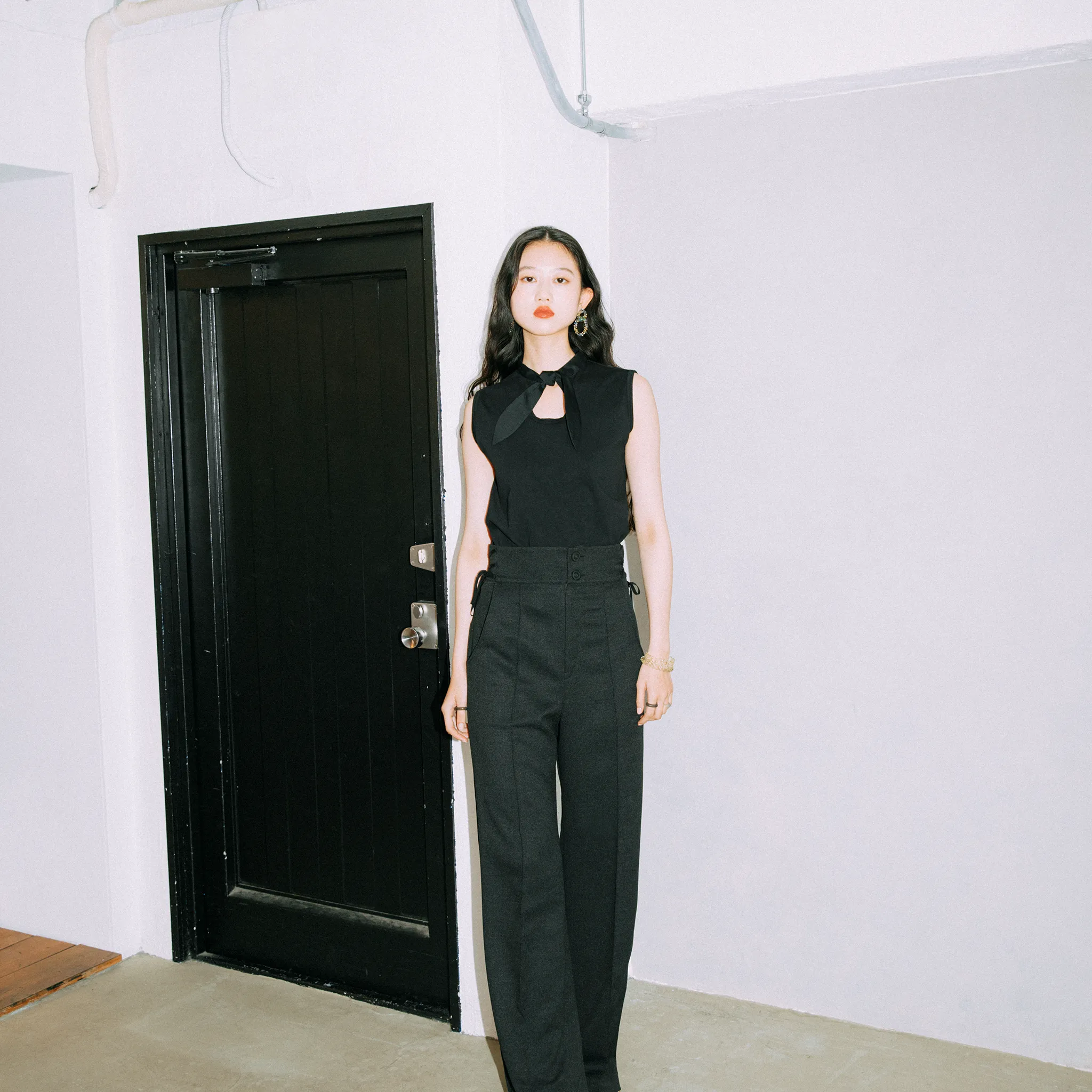 High waist ribbon pants