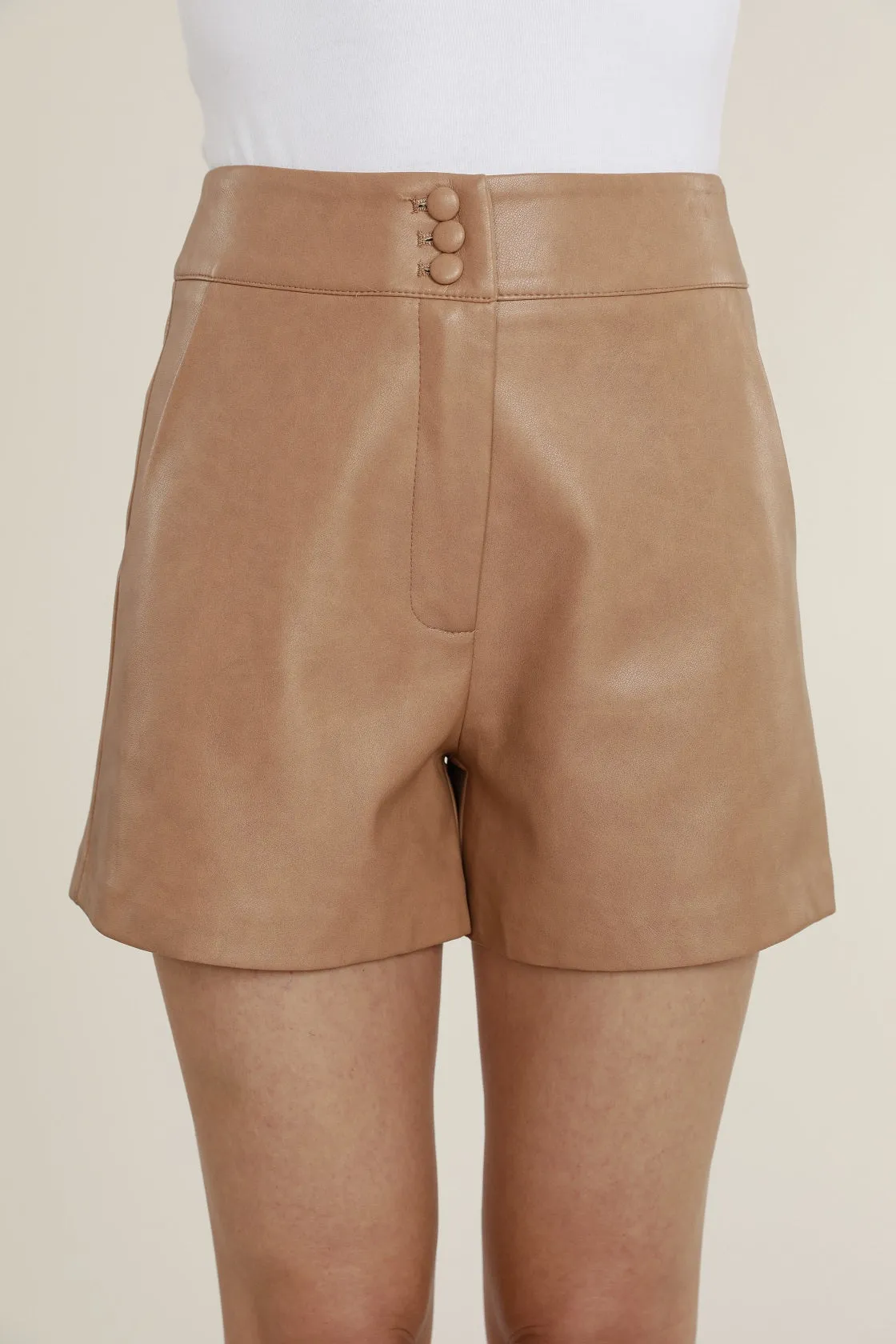 High Waisted Faux Leather Shorts