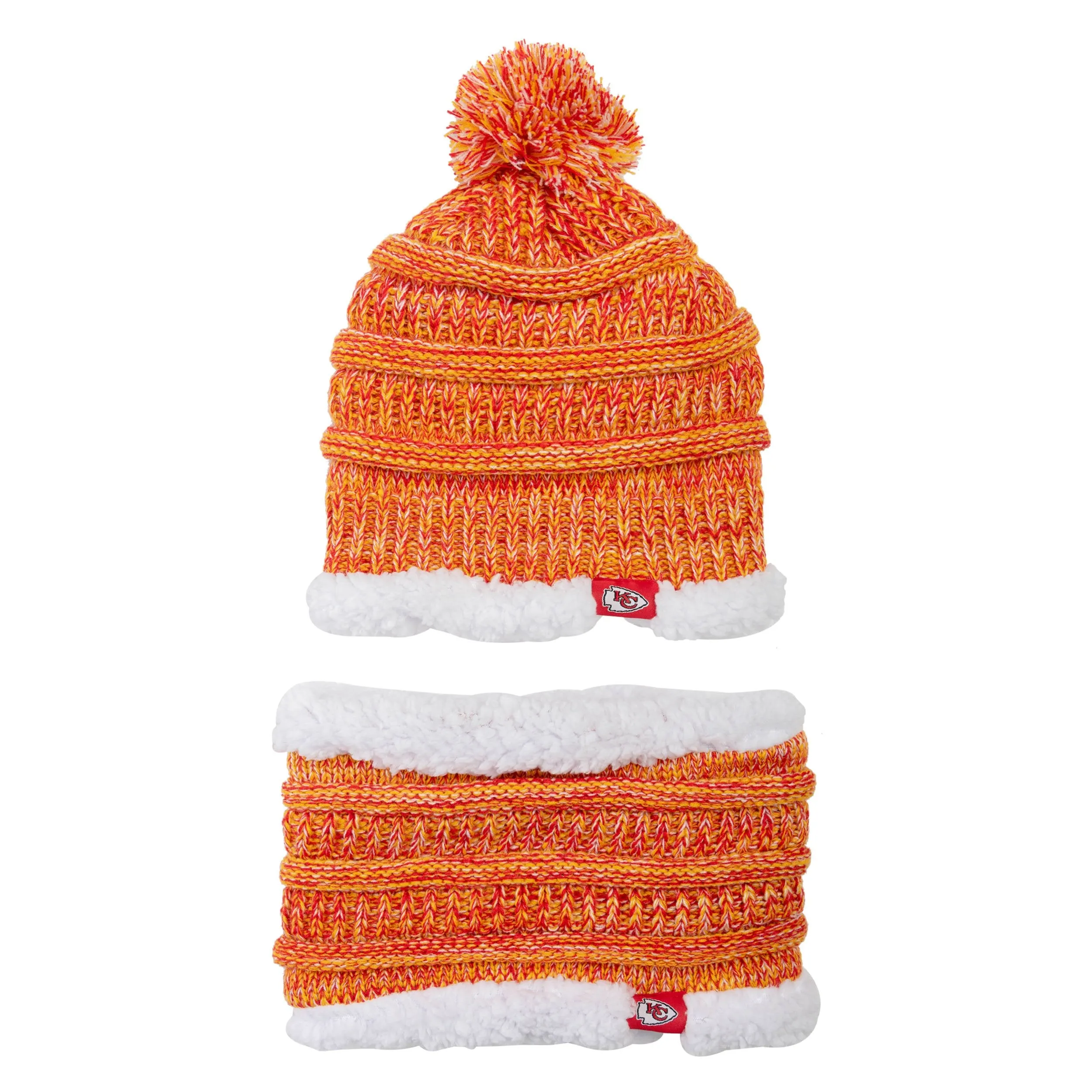 Kansas City Chiefs NFL Womens Color Wave Chunky Beanie & Gaiter Scarf Set