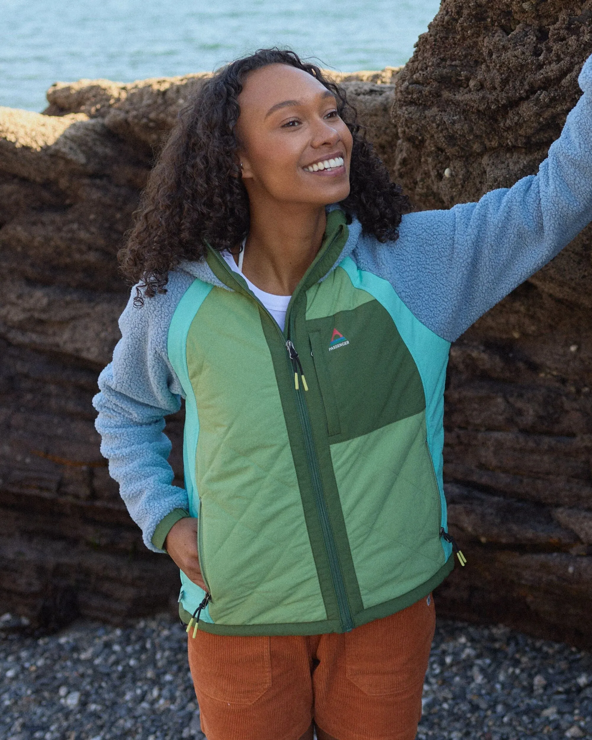 Lara Quilted Jacket - Faded Denim/Stem Green