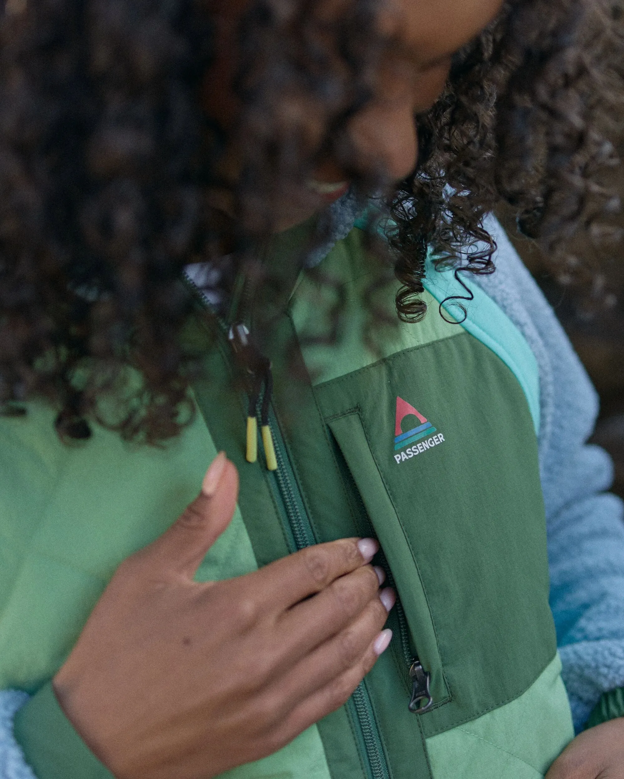 Lara Quilted Jacket - Faded Denim/Stem Green