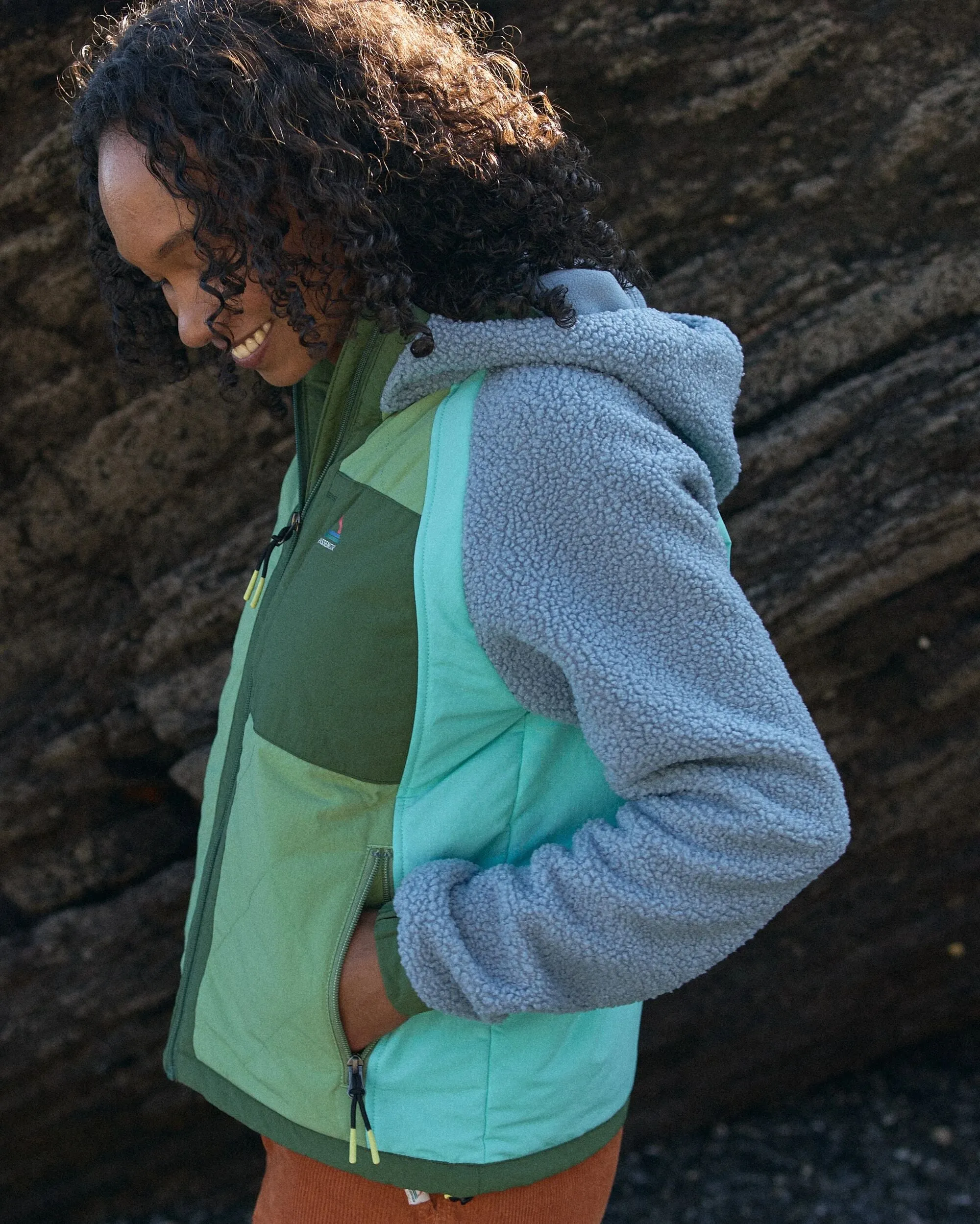 Lara Quilted Jacket - Faded Denim/Stem Green