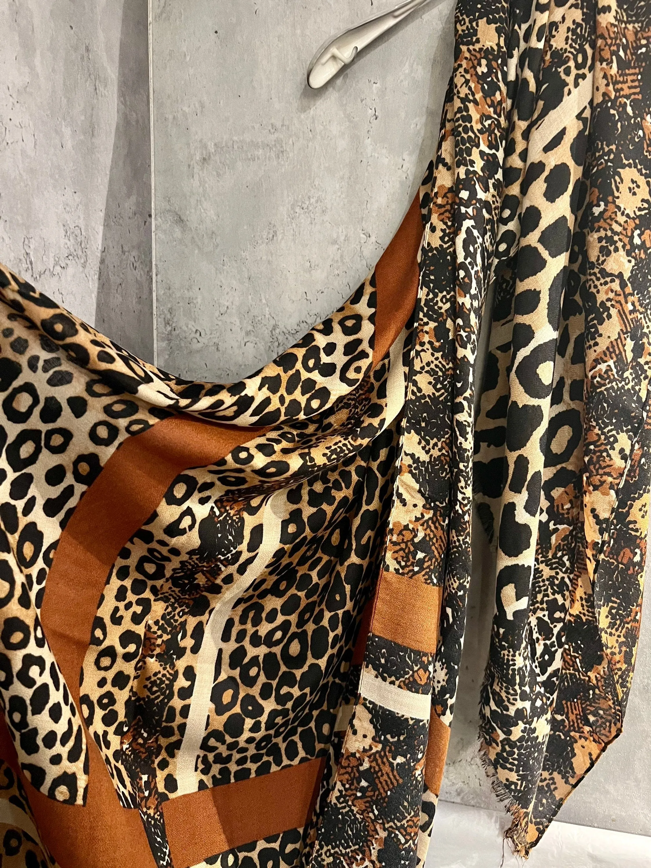 Leopard Pattern With Brown Lines Beige Cotton Scarf/Summer Autumn Winter Women Scarf/Gifts For Her Birthday Christmas/UK Seller