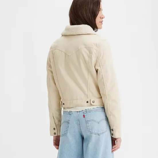 Levi's Sherpa Zip Slim Trucker in Almond Milk