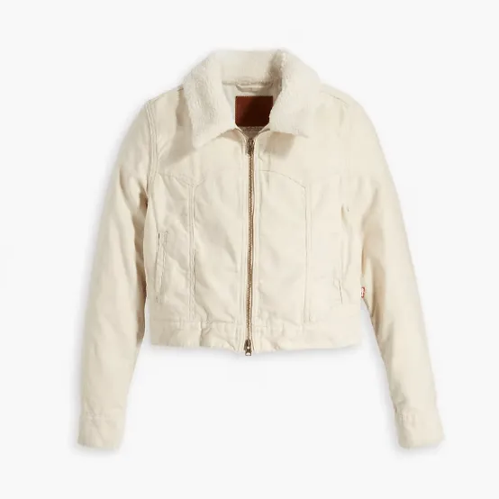 Levi's Sherpa Zip Slim Trucker in Almond Milk