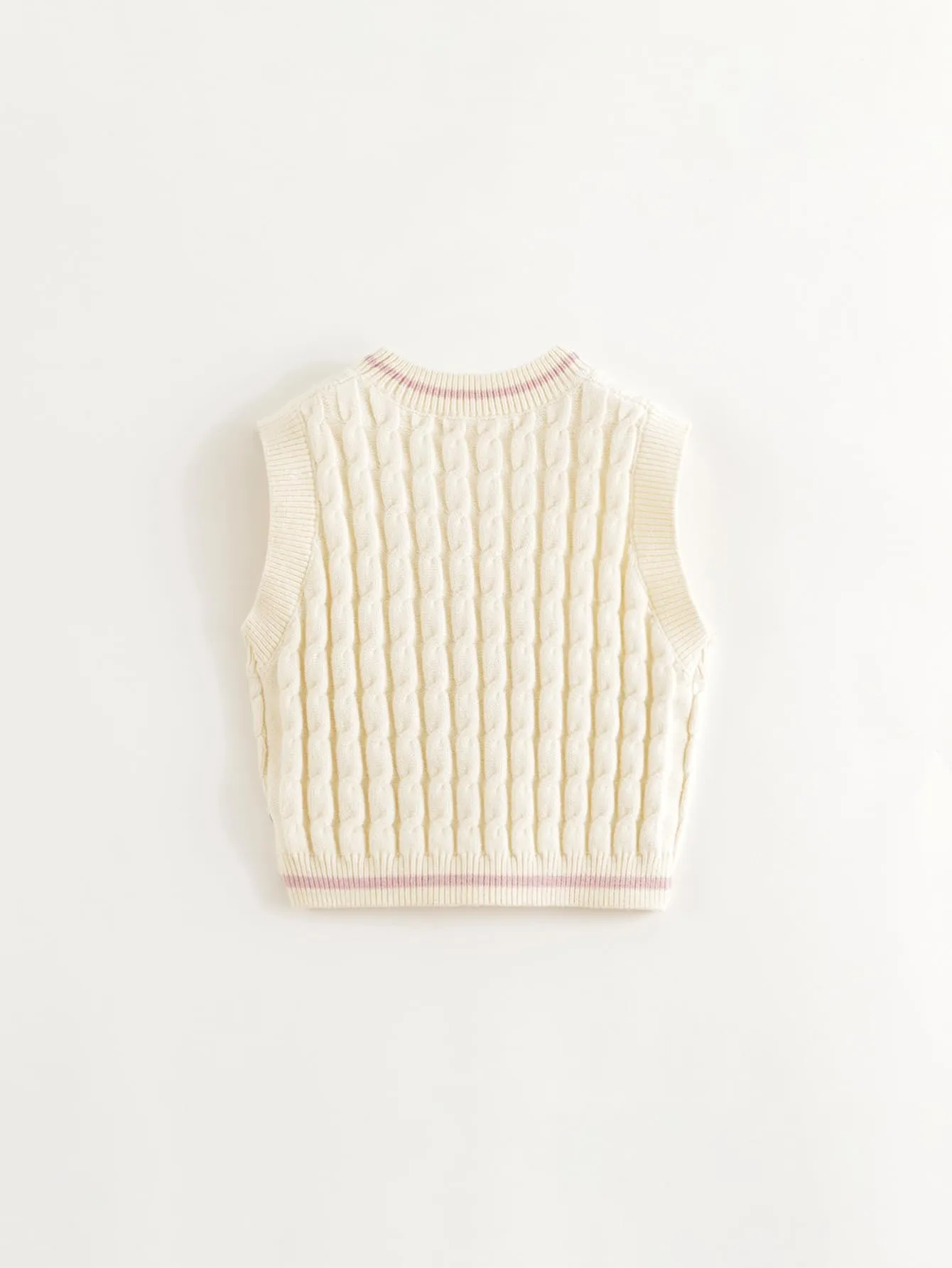MARC & JANIE Girls Letter Loose Crew Neck Knit Vest 241682