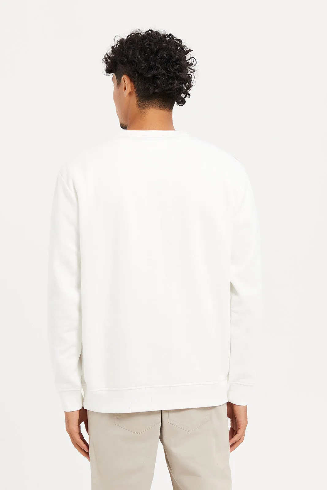 Men White Paint Effect Sweatshirt
