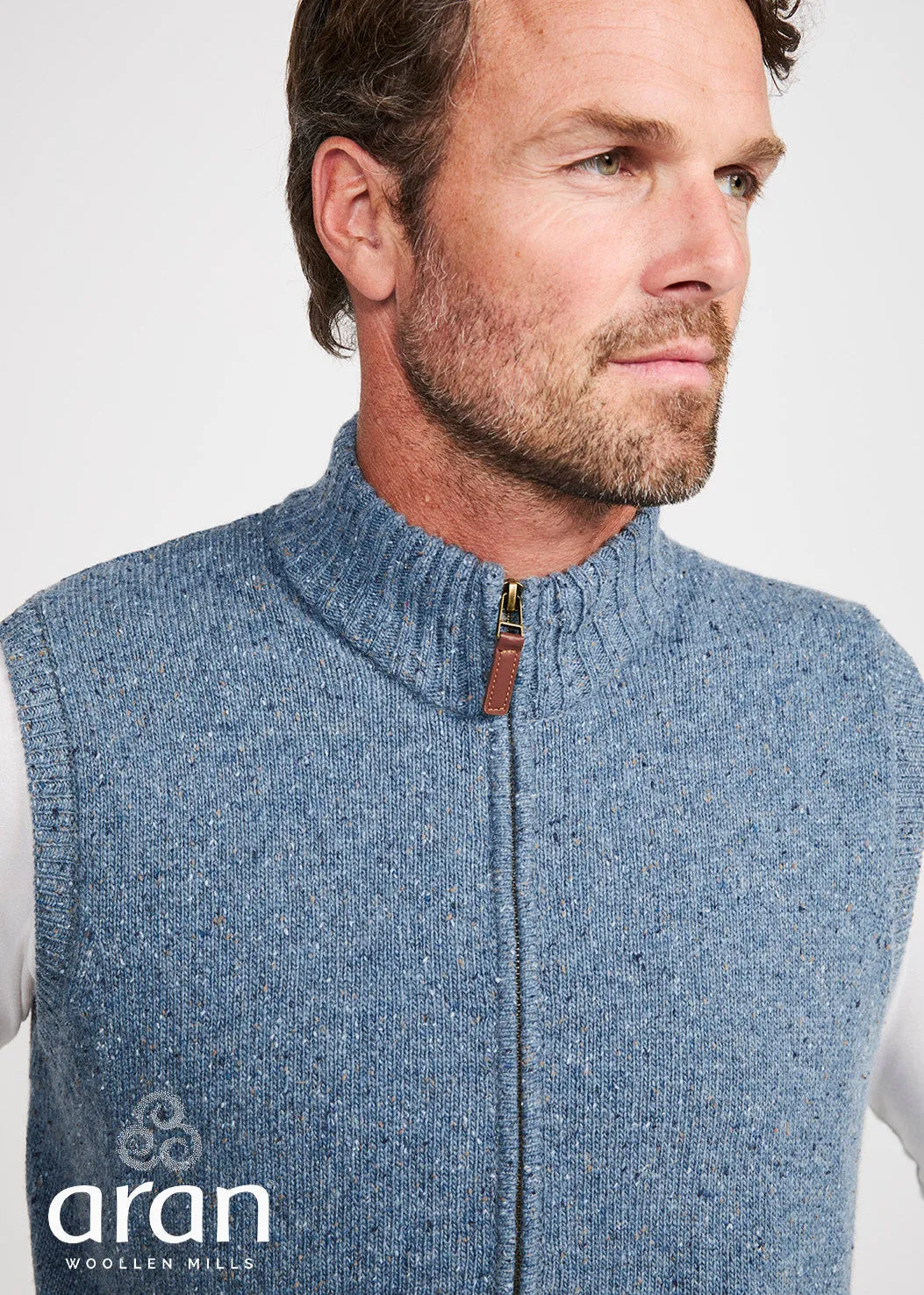 Men's Aran Nepped Gilet | Blue