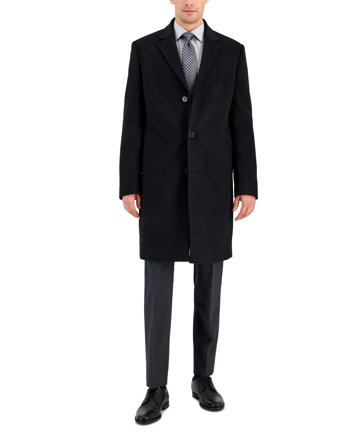 Michael Kors Mens Classic fit Overcoat Coat 40 S Black Solid