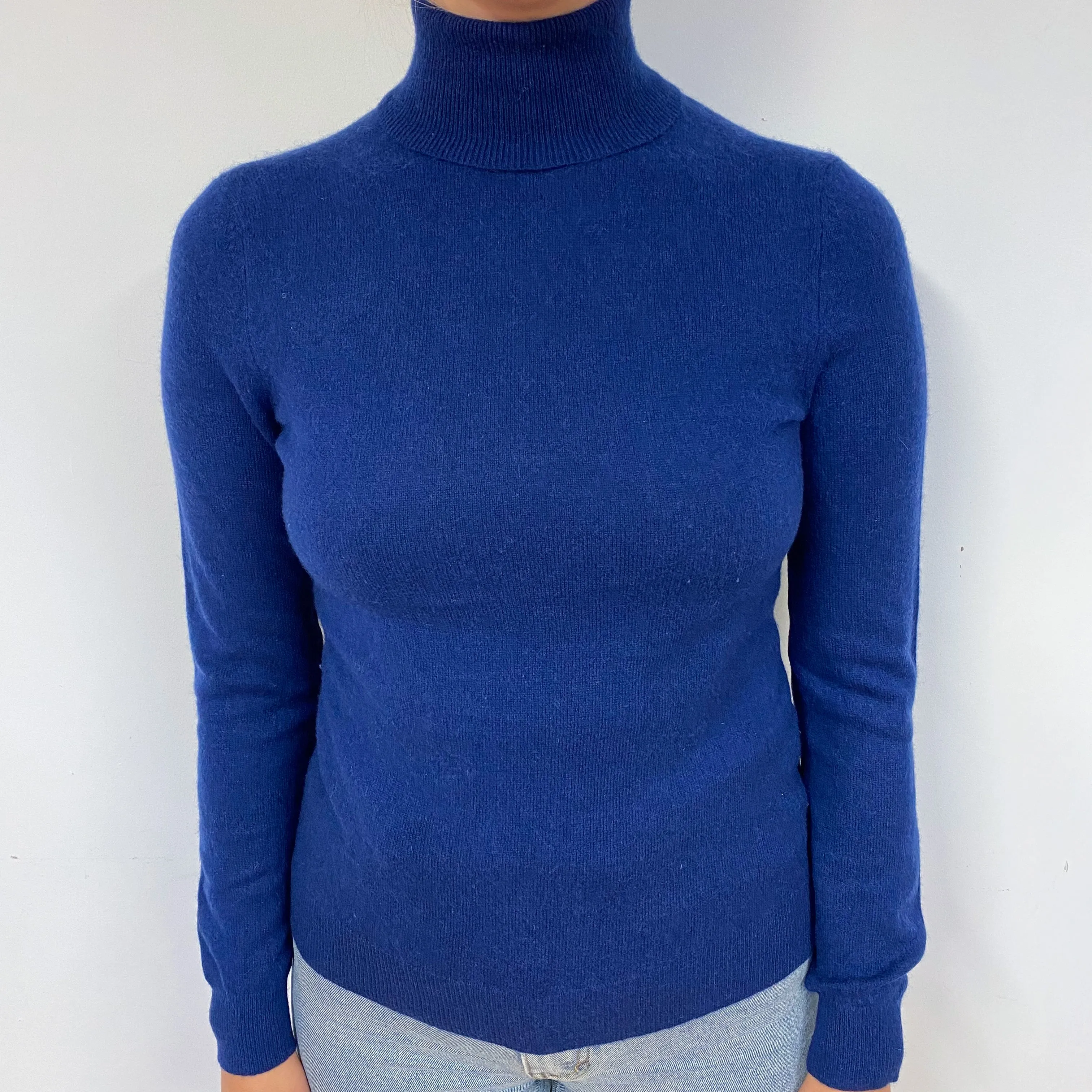 Midnight Blue Cashmere Polo Neck Jumper Small
